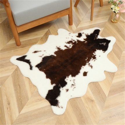 Faux Cowhide Zebra Print Rug - Washable Animal Pattern Carpet for Living Room & Bedroom